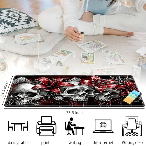 Skullsflowers for MTG & TCG Playmat Mouse Pad,BFDHGQZC 24" x 14" Game Mat for MTG/RPG/CCG Trading Card Game Playmats Table Mat Perfect for Card Games Video Games Computer Office - color: Skullsflowers