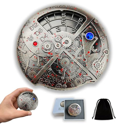 Unique Roulette Dice Metal Mechanical Dice Spinner DND Roller D&D Steampunk Retro Spinner D6, D8, D10, D12 for TRPG DND Gifts for Players DM Game Masters - color: 07 Blood Stained