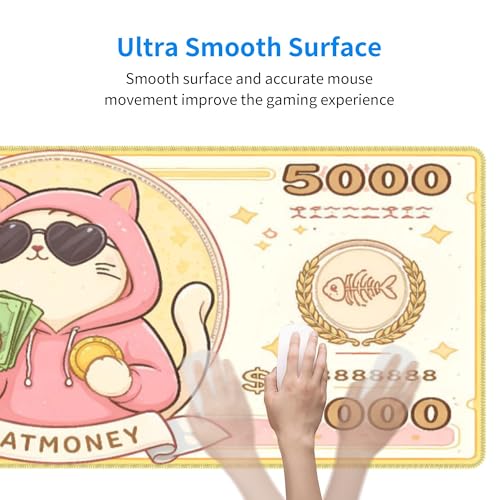 Money Gaming Mouse Pad Extended Large Mouse Mat 31.5 X 11.8 Inch Nonslip Rubber Base Long Desk Pad Stitched Edges Mousepad Mice Pad for Office Home Game - color: Money