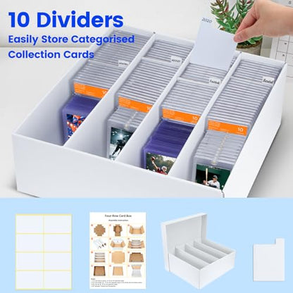 Pulchra 4 Pack Trading Graded Card Storage Box - 4 Rows Graded Card Case Holds 176 PSA Slab Cards, Graded Card, Cardboard Holder Organizer Boxes with Dividers for Sport Cards PSA/GMA/CSG/SGC/HGA/MTG - size: 4 Pack, style: 4 Row