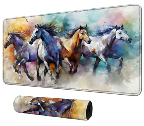 Horses Running for MTG & TCG Playmat Mouse Pad,BFDHGQZC 24" x 14" Game Mat for MTG/RPG/CCG Trading Card Game Playmats Table Mat Perfect for Card Games Video Games Computer Office, 60*35cm - color: Horses Running, size: 60*35cm