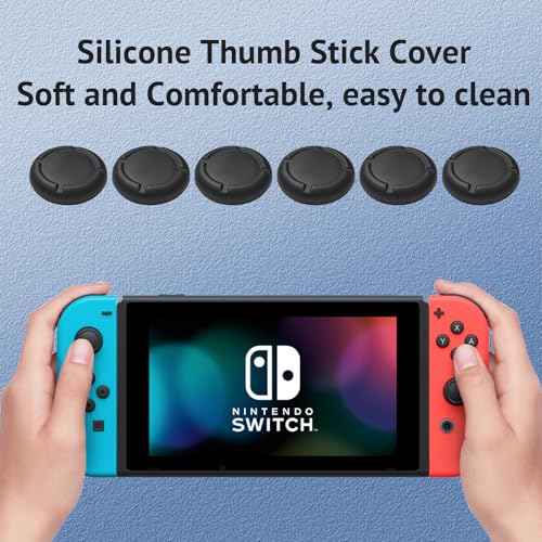 6Pcs Silicone Analog Stick Covers for Nintendo Switch, OLED, Joy-con Controller Thumb Grips, Joystick Replacement Caps