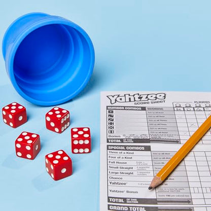 Hasbro Gaming Yahtzee Dice Game | with Collapsible Cup & Storage Case | Fun Family Games for Kids, Teens, Adults | 30 Mins. | 2 or More Players | Ages 8+