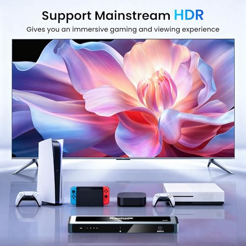 NEWCARE HDMI Switch 4 in 1 Out 4K@60Hz, Aluminum 4-Port HDMI Switcher Splitter with Remote, Supports HDR10 Dolby Vision HDCP 2.2 18Gbps 3D for TV PS5 Xbox Laptop Projector Fire Stick