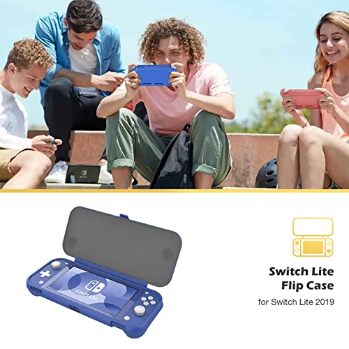 ProCase Flip Cover for Nintendo Switch Lite with 2 Pack Tempered Glass Screen Protectors, Slim Protective Case with Magnetically Detachable Front Cover for Nintendo Switch Lite 2019 -Blue - color: Blue