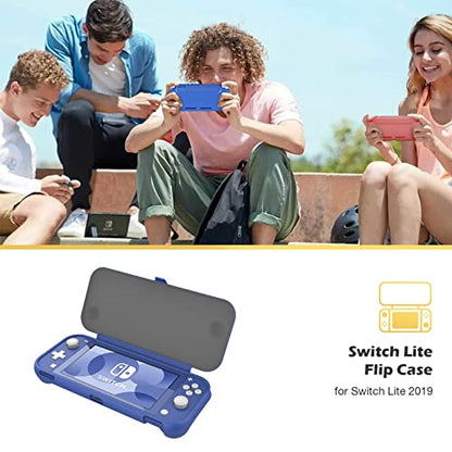 ProCase Flip Cover for Nintendo Switch Lite with 2 Pack Tempered Glass Screen Protectors, Slim Protective Case with Magnetically Detachable Front Cover for Nintendo Switch Lite 2019 -Blue - color: Blue