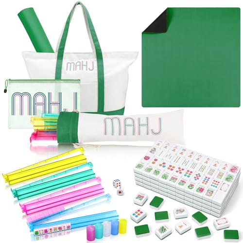 Ceenna American Mahjong Set with Carrying Bag,American,Green - color: Green