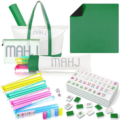 Ceenna American Mahjong Set with Carrying Bag,American,Green - color: Green
