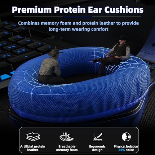Tatybo Gaming Headset for PS5 PS4 Switch Xbox PC, Surround Sound Gaming Headphones with Noise Canceling Mic - color: Blue Camo