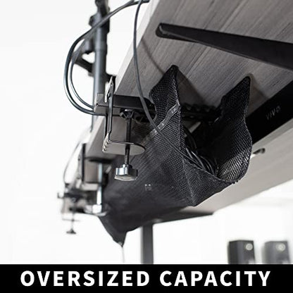 VIVO No Drill Clamp-on 36 inch Mesh Net Under Desk Cable Management Wire Organizer, Adjustable Home Office Standing Desk Cord Storage Sleeve, Black, DESK-AC36MH - size: 36"