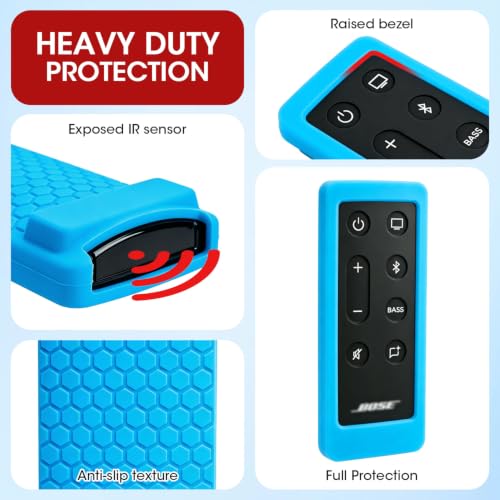 Case for Bose Solo 5 10 15 Series ii TV Remote,Silicone Cover for Bose Solo Cinemate Series II IIGS 1SR 10&15 Remote Controller Skin Protective Universal Replacement Sleeve Glow in The Dark-Glow Blue - color: Glow Blue