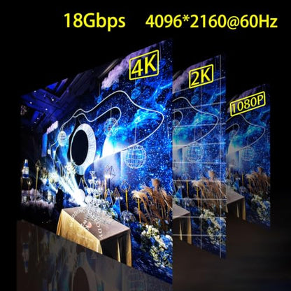 Soonsoonic Fiber Optic HDMI Cable 200ft,18Gbps 4K@60Hz(4:4:4) Unidirectional Active 2.0 Cord,Support HDR10 ARC HDCP 2.2 3D CEC Atmos DTS:X, Ultra high Speed Flexible and Slim（60m） - size: 200FT