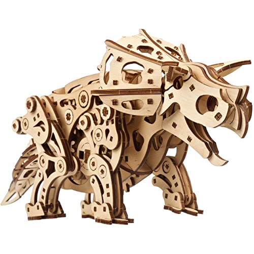 UGEARS Triceratops Dinosaur 3D Wooden Puzzles for Adults - Wooden Models Kits for Adults Dinosaur Model Kit Dino Wood Puzzle Animal Models for Adult Brain Teaser, Hobby Set - style: Triceratops Dinosaur