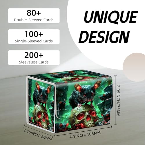 Trading Card Storage Box, Holds 100+ for MTG Cards, Premium PU Leather with Magnetic Closure, Rats Round A Glowing Skull Durable Deck Box for Magic the Gathering, Trading Card Games - color: Rats Round A Glowing Skull