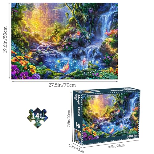 Puzzles for Adults 1000 Pieces,Magic Lake Jigsaw Puzzle with 1:1 HD Poster, Perfect Interlocking No Dust, Stress Relief Ideal Gift for Family Games - color: Magic Lake