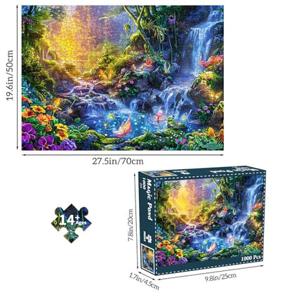 Puzzles for Adults 1000 Pieces,Magic Lake Jigsaw Puzzle with 1:1 HD Poster, Perfect Interlocking No Dust, Stress Relief Ideal Gift for Family Games - color: Magic Lake