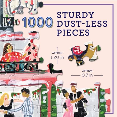 eeBoo Paris Christmas 1000 Piece Square Jigsaw Puzzle, 23" x 23" | Double coated, sturdy & dust free pieces with a satisfying snap. Includes full color reference insert. Vibrant, original art - style: Paris Christmas