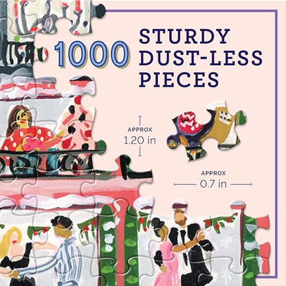 eeBoo Paris Christmas 1000 Piece Square Jigsaw Puzzle, 23" x 23" | Double coated, sturdy & dust free pieces with a satisfying snap. Includes full color reference insert. Vibrant, original art - style: Paris Christmas