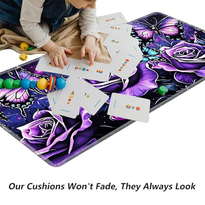 Purple Rose and Butterflies for MTG & TCG Playmat Mouse Pad,BFDHGQZC 24" x 14" Game Mat for MTG/RPG/CCG Trading Card Game Playmats Table Mat Perfect for Card Games Video Games Computer Office - color: Purple Rose and Butterflies