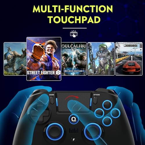 QRD N5 Wireless Controller for PS4 Pro Slim PS3 PS2 Steam Deck PC, Halleffect Gamepad Joystick with 3.5mm Audio Port+Speaker+Mic, Macro N1+N2, Turbo Speed Up, Spark N5 - color: PS4 Wireless Controller