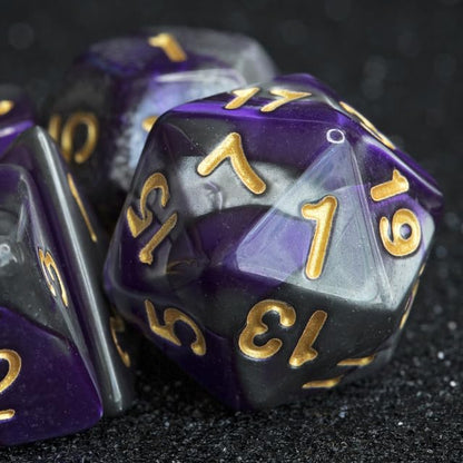 Sage’s Portal Stones DND Dice Set Acrylic Opaque 7-PC Polyhedral DND Dice Set for Dungeons and Dragons D&D Sage’s Cantrips RPG Tabletop TTRPG (Purple/Mica) - color: Purple/Mica