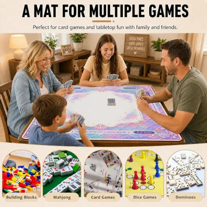 Mermaid Scale Mahjong Mat for Table 31.5 x 31.5 Non Slip Noise Mah Jongg Mats for Dominoes Poker Card Board and Tile Games Gifts - color: Mermaid Scale