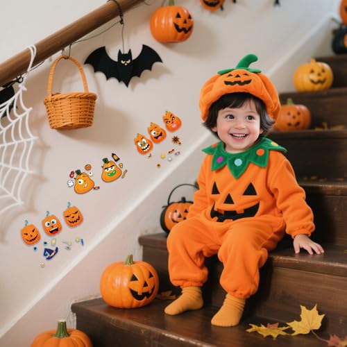 56 Sheets Halloween Pumpkin Stickers for Kids - 14 Different Pumpkin Designs - Fun Halloween Party Favors Crafts Games & Activities Supplies - style: Pumpkin