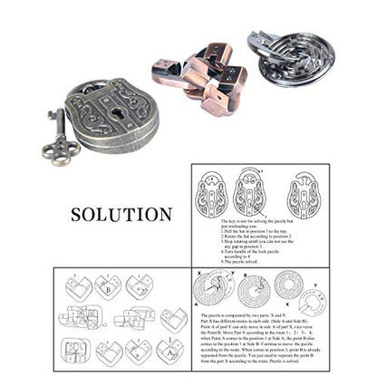 Brain Teaser Puzzle for Adults Puzzles Metal Hole Lock Adult Educational Toy Jigsaw IQ Puzzle (Blue) - color: Blue