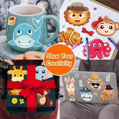 Aowplc 48 Sheets Make-a-Face Animal Stickers Mix and Match for Kids Party Favors Supplies Activities Crafts - style: Mixed Animals
