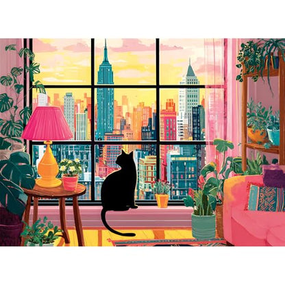 500 Pieces Jigsaw Puzzles for Adults, Black Cat in City Jigsaw Puzzle - style: Black Cat in City