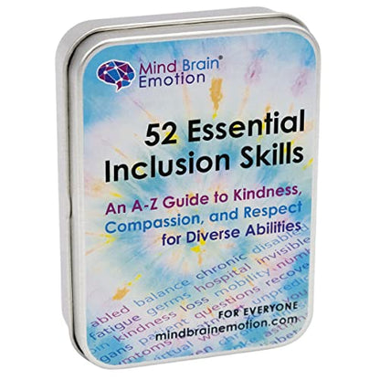 Mind Brain Emotion 52 Essential Inclusion Skills - A to Z Guide to Kindness, Compassion, Respect for Diversity and Disabilities - Educational Cards and Health Advocate to Teach Kids Empathy - style: Inclusion Skills