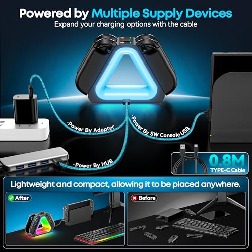 for Mac Game Charging Dock for 2025 Nintendo Switch 2 Joypad,Joypad 2 Controller Charging Docking Station, Ergonomics & Magnetic Fast Charger Dock Station with Charging Cable - size: M-Black-Switch 2