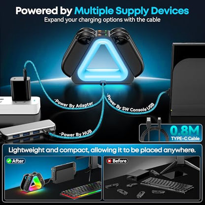 for Mac Game Charging Dock for 2025 Nintendo Switch 2 Joypad,Joypad 2 Controller Charging Docking Station, Ergonomics & Magnetic Fast Charger Dock Station with Charging Cable - size: M-Black-Switch 2