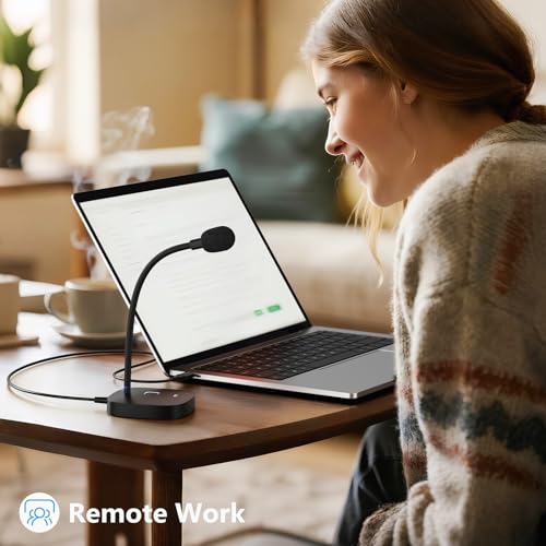 MillSO USB Computer Microphone with Mute Button 360 Degree Adjustable Gooseneck Plug&Play Omnidirectional External USB Microphone for Laptop, PC, Desktop - 1.4M/4.6FT