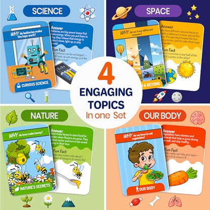QUOKKA 101 WHY Card Games for Kids Ages 4-8 – Flash Cards for Kids with Simple Explanations & Fun Facts – Educational Games About Science, Nature, Space, Body Topics – Family and Classroom Activity - color: 101 Why Flashcards