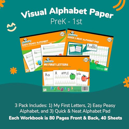 Channie's Beginner's Alphabet & Handwriting Workbooks, 3 Workbooks, Lots Practices with Visual Format, Easier Way to Learn Alphabet Summer School, Ideal for Homeschool Learning Activities - style: Beginner's Alphabet & Handwriting Workbooks