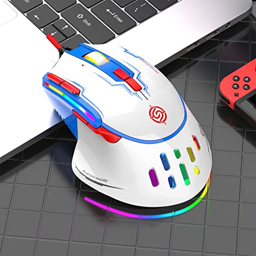 RGB USB Gaming Programming 6400DPI 9 Buttons Programmable Ergonomic for Mice PC Computer USB Gaming Programmable - color: White