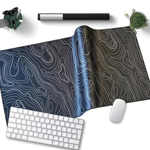 Desk Mat Gaming Mouse Pads – Midnight Topography, Large 31.5 x 11.80 Inch Extended Gaming Mouse Pad, Large Desk Mat, Non-Slip Backing with Ultra-Smooth Surface for Gaming, Office & Home Desk - color: Midnight Topography, size: Large