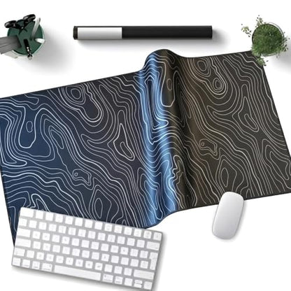 Desk Mat Gaming Mouse Pads – Midnight Topography, Large 31.5 x 11.80 Inch Extended Gaming Mouse Pad, Large Desk Mat, Non-Slip Backing with Ultra-Smooth Surface for Gaming, Office & Home Desk - color: Midnight Topography, size: Large