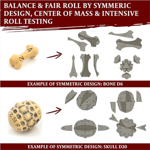 DND Dice Set - Set of 7 Polyhedral Skull & Bone RPG Dice - D20, D12,%D10, D10, D8, D6 & D4 Sided. Cool & Unique Gift for Dungeons & Dragons, Warhammer, D&D, Pathfinder, D and D Accessories. (Yellow) - color: Ancient Bone Yellow, style: 7 RPG Dice Set
