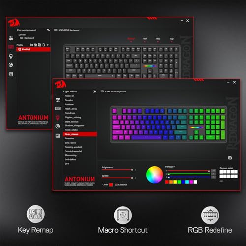 Redragon K745 Wired Gasket RGB Gaming Keyboard, 108 Keys Mechanical Keyboard w/Extra 4 Hotkeys, Upgraded Hot-swappable Socket, 5-Layer Noise Dampening, Creamy & Thocky Custom Linear Switch - color: Essential Black, size: 108 Keys