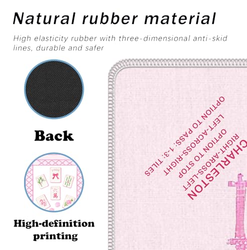 Pink Chinoiserie Mahjong Mat 31.5" x 31.5", Grandmillennial Pink Non-Slip Noise Reduction Mahjong Table Cover Accessories and Supplies for Dominoes Poker Card Board and Tile Games Gifts - color: Pink Chinoiserie Mahjong Mat
