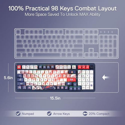 Redragon K686 PRO Wireless RGB Gasket Gaming Keyboard, Dye-Sub Anime Keycap | Multi-Function Control Wheel, 0-Delay Tri-Mode, Cushioned 5-Layer Noise Dampening for Creamy Thocky Sound, Practical 98 Keys - color: Eisa's Paradox (Anime Version), size: 98 Ke
