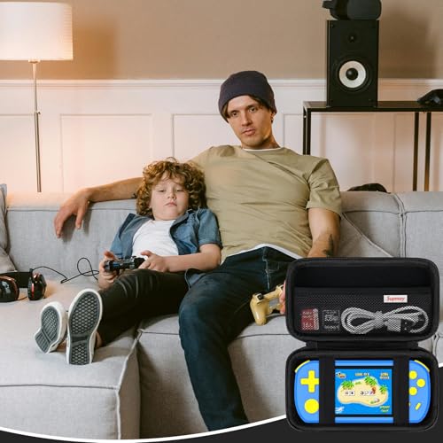 Supmay Carrying Case Compatible with CCTU / TEBIYOU Kids Handheld Games Preloaded 218 Retro Video Games, Portable Gaming Electronic Toys Storage Holder Travel Bag with Mesh Pocket for USB Cable, Black - color: Black
