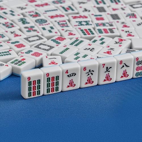 American Mahjong 타일 전용, 마작 세트, 골든 주사위 포함, 여행용 블루 타일 166개(타일 블루) - color: 블루.