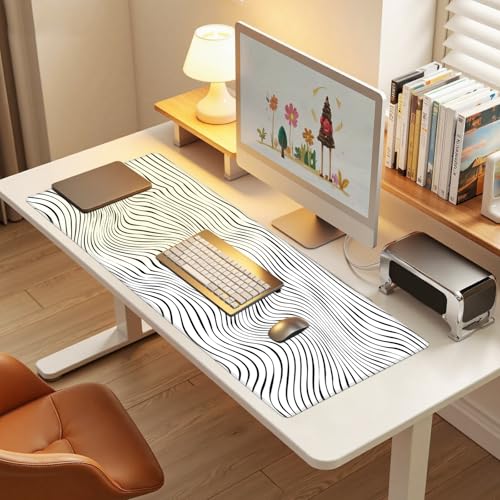 Baziabbo Desk Mat,XXL Extended Large Mouse Pad,Gaming Mousepad with Stitched Edge,Non-Slip Rubber Base Keyboard Desk Pad for Home Office Study Game (Lines) - color: Lines