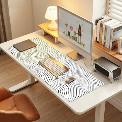 Baziabbo Desk Mat,XXL Extended Large Mouse Pad,Gaming Mousepad with Stitched Edge,Non-Slip Rubber Base Keyboard Desk Pad for Home Office Study Game (Lines) - color: Lines