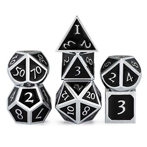 HEIMDALLR Metal D&D Dice Set 7 pcs - Dice Box & Velvet Dice Bag; Metal DND Dice Set D&D (Dungeons and Dragons) w D20 - Blacksmith Craft Dice (Darkstar) - color: 08 Darkstar