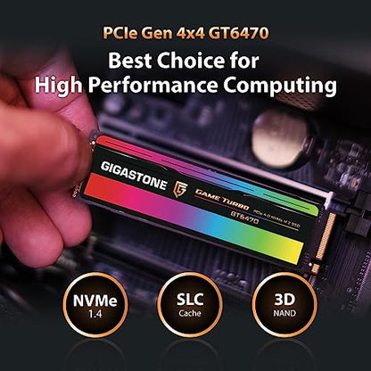 Gigastone Game Turbo PCIe Gen4x4 SSD 500GB, Speed Up to 7,000MB/s with SLC Caching Gaming/PC/Desktop/Laptop 5-Year Warranty M.2 NVMe PCIe 4.0 2280 Internal Solid State Drive - color: 500GB GAME TURBO PCIe 4.0 SSD 1-Pack
