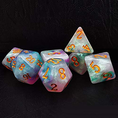 Bescon Magical Stone Dice Set Series, 7pcs Polyhedral RPG Dice Set Fairy Spirit, Polybag Packing - color: Fairy Spirit in Polybag
